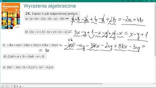 Zad 24 str 182 WYRAŻENIA ALGEBRAICZNE Matematyka z Plusem 7 [upl. by Akihsan]