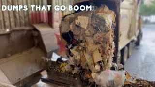 Dumps that go Boom garbagetruck satisfying [upl. by Enahpad637]