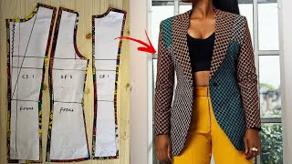 How to draft a blazer jacket with notched collar part 1  pattern drafting  beginners friendly [upl. by Eudoca]