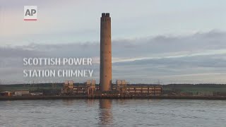 Scottish power station chimney demolished [upl. by Solahcin]