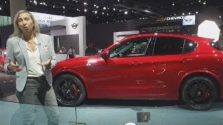 A bord de lAlfa Romeo Stelvio au Salon de Los Angeles 2016 [upl. by Enitsenre133]