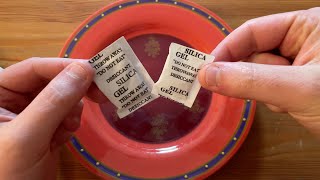 Whats inside Silica Gel packages How much water can they obsorb [upl. by Hitt]