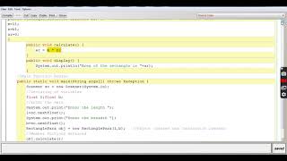 PARAMETERIZED CONSTRUCTOR AREA OF RECTANGLE  JAVA CLASS by ASHISH [upl. by Rooke365]