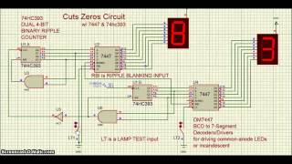 Proteus  IC 7447  IC 74HC393  Cuts Zeros Circuit [upl. by Duthie]