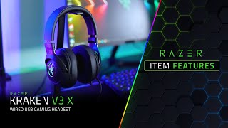 Razer Item Features Kraken V3 X Wired USB Gaming Headset [upl. by Shakespeare]