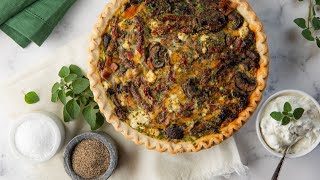 Greek Bacon Feta and Sun Dried Tomato Quiche [upl. by Elocaj]