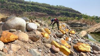 Awesome Finding Gold Treasure worth Million  from Gold Nuggets at Mountain after rain day [upl. by Boothe]