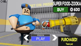 BARRYS PRISON RUN OBBY SUPER FOODZOOKA NEW ITEM UNLOCKED 600 ROBUX ALL MORPHS UNLOCKED GAMEPLAY [upl. by Siusan]