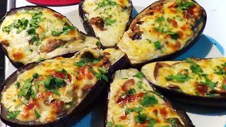 Berenjenas rellenas con champignones y gratinadas al horno [upl. by Ronal]