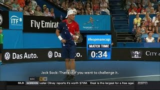 jack sock sportsmanship Lleyton Hewitt Hopman Cup 2016 HD video [upl. by Armando]