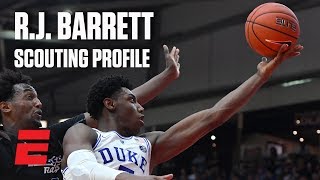 RJ Barrett preseason 2019 NBA draft scouting video  DraftExpress [upl. by Ahsemad]