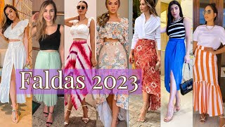 FALDAS DE MODA 2023💚 looks y outfis con faldas largas y midi en tendencia primavera verano 2023 [upl. by Elephus]