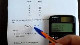 Regresión no lineal exponencial con la calculadora Casio fx991 fx570 classwiz [upl. by Rossuck]