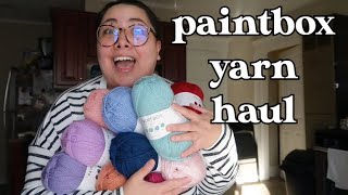 Paintbox Yarn Haul  Love Crafts Paintbox Yarn Simply DK First Impressions Vlogmas Day 13 [upl. by Arfihs583]