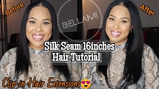 Bellami 16quot Silk Seam hair extensions How I install amp First impression Hair Review [upl. by Leta]