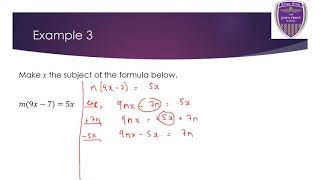 23 Year 10 Scheme 1 Algebra 1 Changing the Subject Lesson 3 Factorising [upl. by Niamrahc]