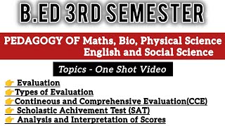 3rd semister Pedagogy of math Biology Englishsocial and physical science Evaluation CCE SAT [upl. by Nauwtna]