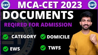 MCA CET Documents Required for Admission 2023  Documents Required for admission in MCA CET 2023 [upl. by Godding]