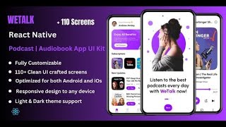 WeTalk  Podcast App  Audiobook React Native App Template [upl. by Neleh]