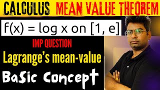 Verify Lagrange’s meanvalue theorem for the function fx  log x on 1 eLagrange’s meanvalue [upl. by Aicertap]