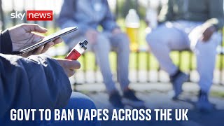 Sale and supply of singleuse vapes to be banned in UK [upl. by Neetsirhc524]