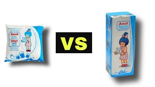 Amul Milk Plastic Packet Vs Tetra Pack Milk [upl. by Einattirb999]