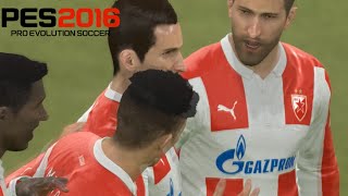 PES 2016 CRVENA ZVEZDA  PARTIZAN  EVROGOL HUGA VIERE  Jelen Super Liga Pro Evolution Soccer 2016 [upl. by Agosto]