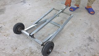 Great idea on how to make a smart folding shopping cart  Diy metal craft trailer [upl. by Ociram7]