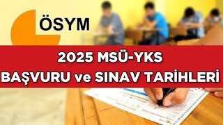 2025 MSÜYKS BAŞVURU VE SINAV TARİHLERİ [upl. by Eveneg]