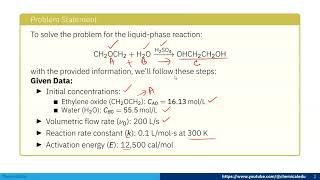 Building the Stoichiometric Table Ethylene Oxide Hydrolysis in a CSTR [upl. by Helfant]