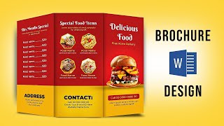 Food Brochure Design in MS word  Brochure design ideas [upl. by Nah]