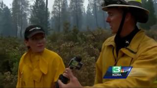 Fire crews set backfires to combat wildfire [upl. by Airak]