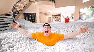 Filling My Friends House With 100 Million Packing Peanuts [upl. by Ainesey]