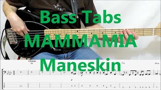 Maneskin  Mammamia BASS COVER WITH TABS IN VIDEO [upl. by Sherye]