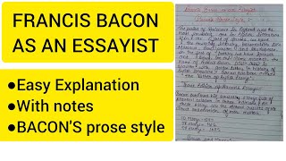 Francis bacon as an Essayist BACONS prose style viralvideo youtube [upl. by Auqinaj]