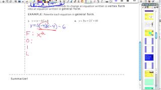 Quadratics Changing from Factored or Vertex Form to General Form [upl. by Aicilas507]