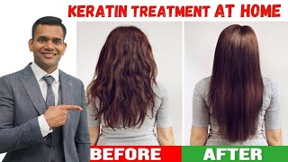 Keratin Treatment At Home For Straight  Smooth And Shiny Hair [upl. by Naida]