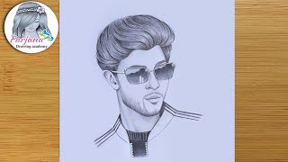 Easy way to draw a Boy with Sunglasses  step by step  Pencil Sketch for beginners  Erkek Çizimi [upl. by Zilber]