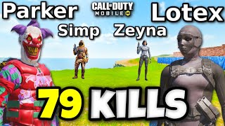 79 KILLS with LOTEX SIMP AND ZEYNA 🤯 COD MOBILE [upl. by Riebling]