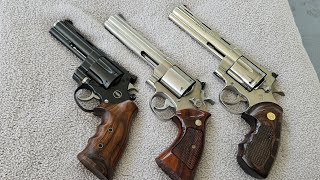 Colt Anaconda Smith amp Wesson 629 and Korth Nighthawk Mongoose 44 mag comparison [upl. by Ytsrik]