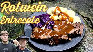 quotRotwein Entrecotequot aus dem DUTCH OVEN  Mega zarter Rinderbraten  Entrecote vs Falsches Filet [upl. by Lauer426]