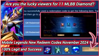 3 Mobile Legends Redeem codes November 24 2024  MLBB diamond redeem code  get 11 Diamonds for free [upl. by Gertrudis]