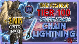 S6 Fastest Azurewrath Chain Lightning Sorc Build Pit Tier 100 200 Live  PTR Diablo 4 [upl. by Eessac239]