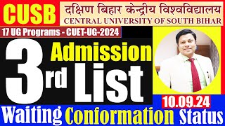 Waiting List Confirmed 3rd Admission List 17 UG amp UGPG Programs BALLB  BA amp BSc BEd Agriculture [upl. by Htebasil709]