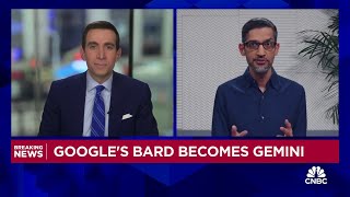 Alphabet CEO Sundar Pichai Gemini allows us to push the boundaries of where we need to go [upl. by Templer]