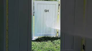 Soft washing a filthy PVC fence door satisfyingpressurewashing softwashing diy [upl. by Ahsienroc]