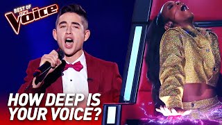 TOP 10  Unbelievably LOW Voices in The Voice [upl. by Murtagh518]