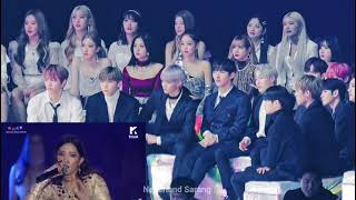 WANNA ONE BLACKPINK REACTION TO GIDLE  HANN  RAP SOYEON  LATATA  MMA 2018 [upl. by Jemine]