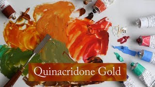 Quinacridone Gold  Vicki Norman demonstrates Michael Hardings Quinacridone Gold oil paint [upl. by Maxma]