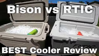 Best Cooler Review 2023 RTIC Versus Bison 5 Day Ice Challenge [upl. by Eneleoj]